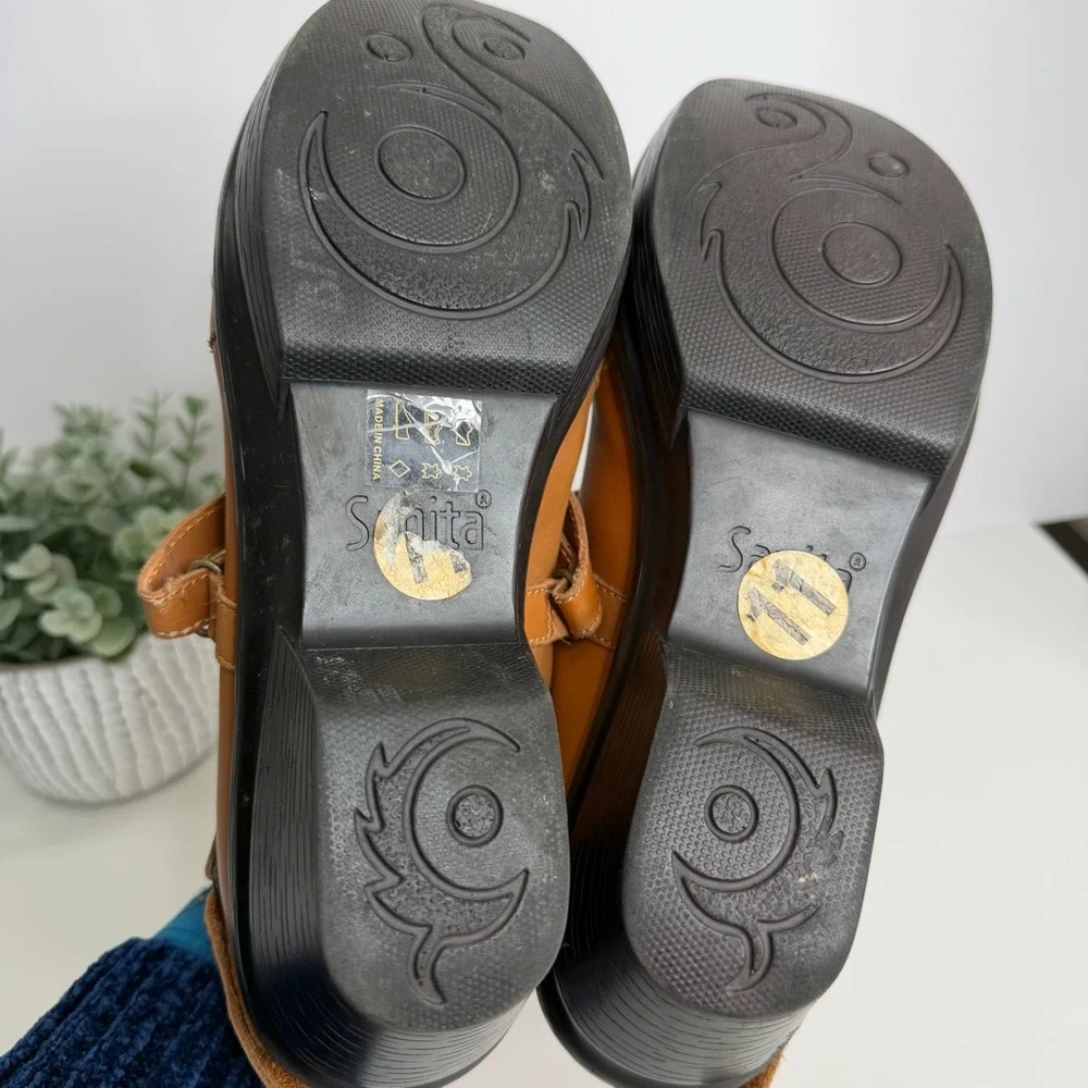 Sanita Neve Mary Jane Strappy Leather Clogs Size‎ 11 Modern Comfort Classic Work